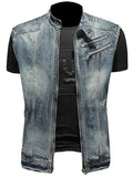 Retro Denim Motorcycle Riding Vest Men's Fashion Spring Autumn New Style Sleeveless Biker Vest Harley Riding Jacket