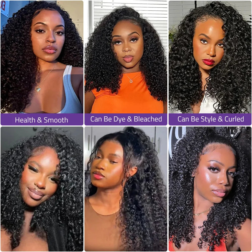 Curly Human Hair 3 IN 1 Half Wig Deep Wave Water Wave With Drawstring Flip Over Glueless Half Wigs For Women 200% Density