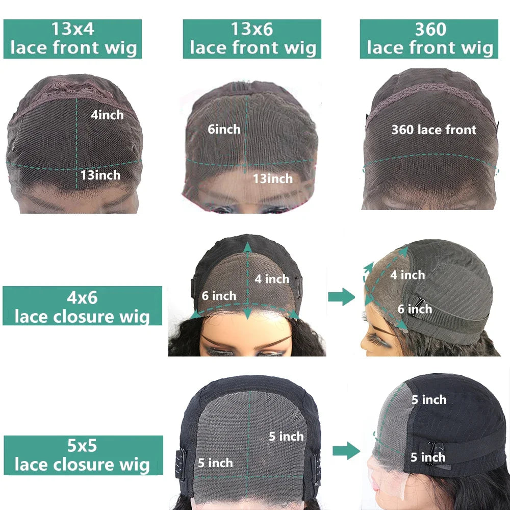 Deep Wave 30 32 Inch 13x4 HD Transparent Human Hair Lace Frontal Wig Water Curly 13x6 Lace Front Wigs PrePlucked For Women