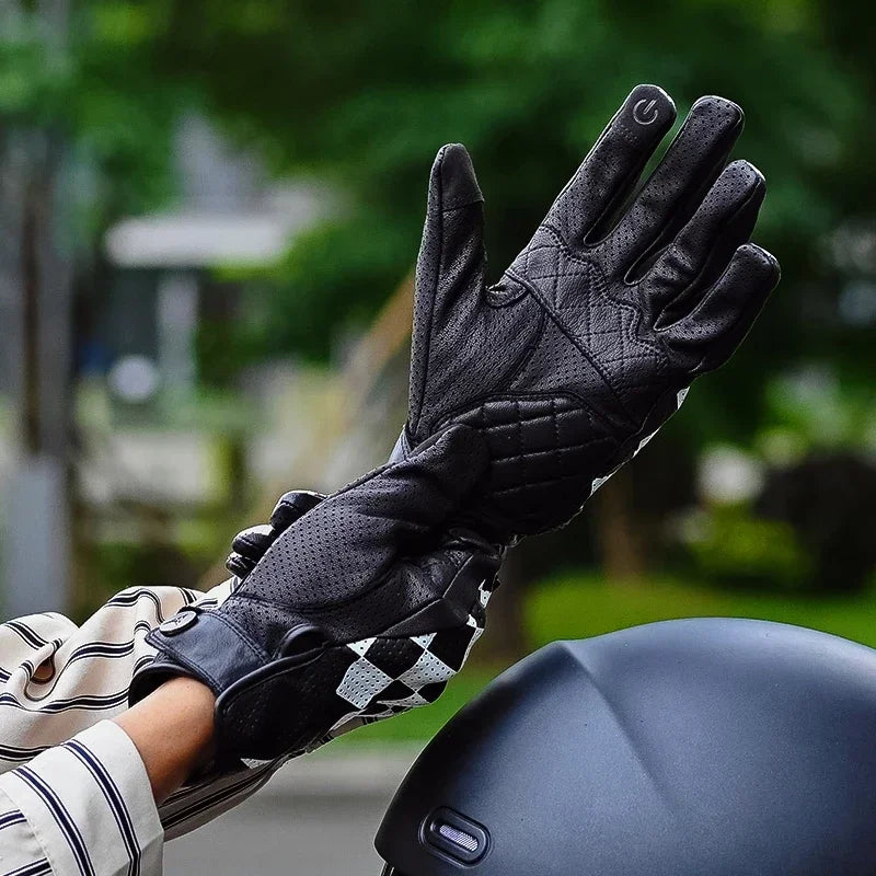 New Outdoor Riding Motorcycle Checkerboard Gloves Full Finger Thickened Windproof Waterproof and Non-slip Gloves