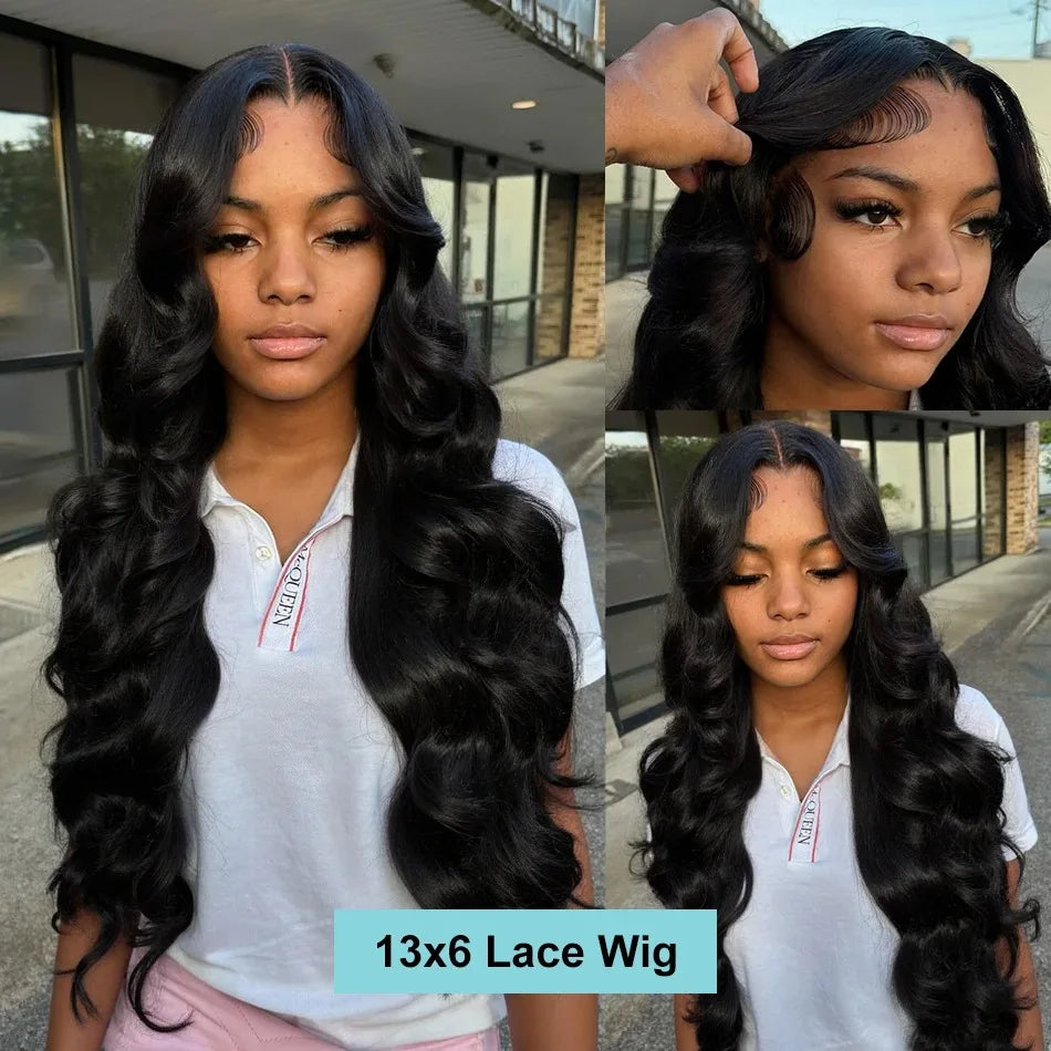 Human Hair Brazilian 28 30 40 Inch Body Wave 13x4 HD Transparent Lace Front Wig black 13x6 Lace Frontal Wigs Pre Plucked