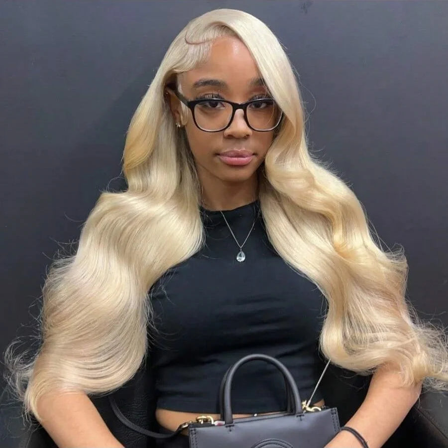 200% 613 Honey Blonde Body Wave 13x4 HD Transparent Lace Frontal Wigs Human Hair Brazilian Pre Plucked With Baby Hair 34 Inch