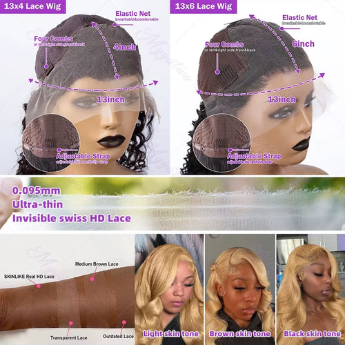 13X6 Hd Lace Human Hair Wig Bdoy Wave Lace Front Honey Blonde Wig Colored PrePlucked PreBleached Colored Brazilian Wigs Original