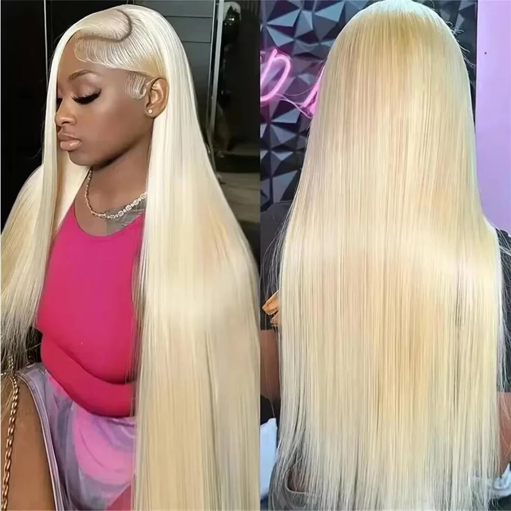 Bone Straight Brazilian Human Hair 13x6 HD Lace Frontal Wigs 5x5 Glueless 613 Honey Blonde Lace Frontal Wig 250 Density 40 Inch