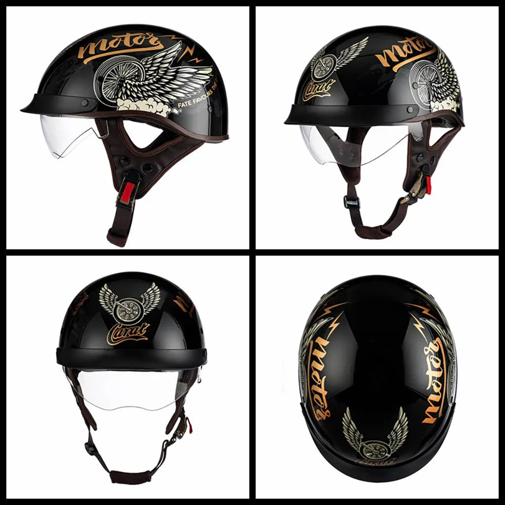 Motorcycle Half Helmet Four Seasons Helmet Summer Sunscreen Retro Fashion Helmet Men and Women Cycling Helemt ABS material