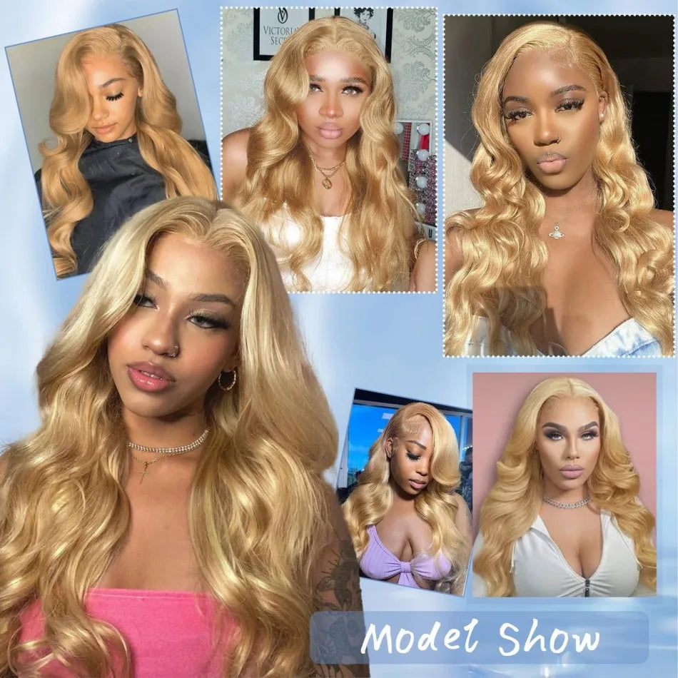 27 Honey Blonde Body Wave Human Hair Wigs 13X6 Hd Lace Frontal Wig 250 Density Human Hair Colored Pre Plucked Brazilian Wig