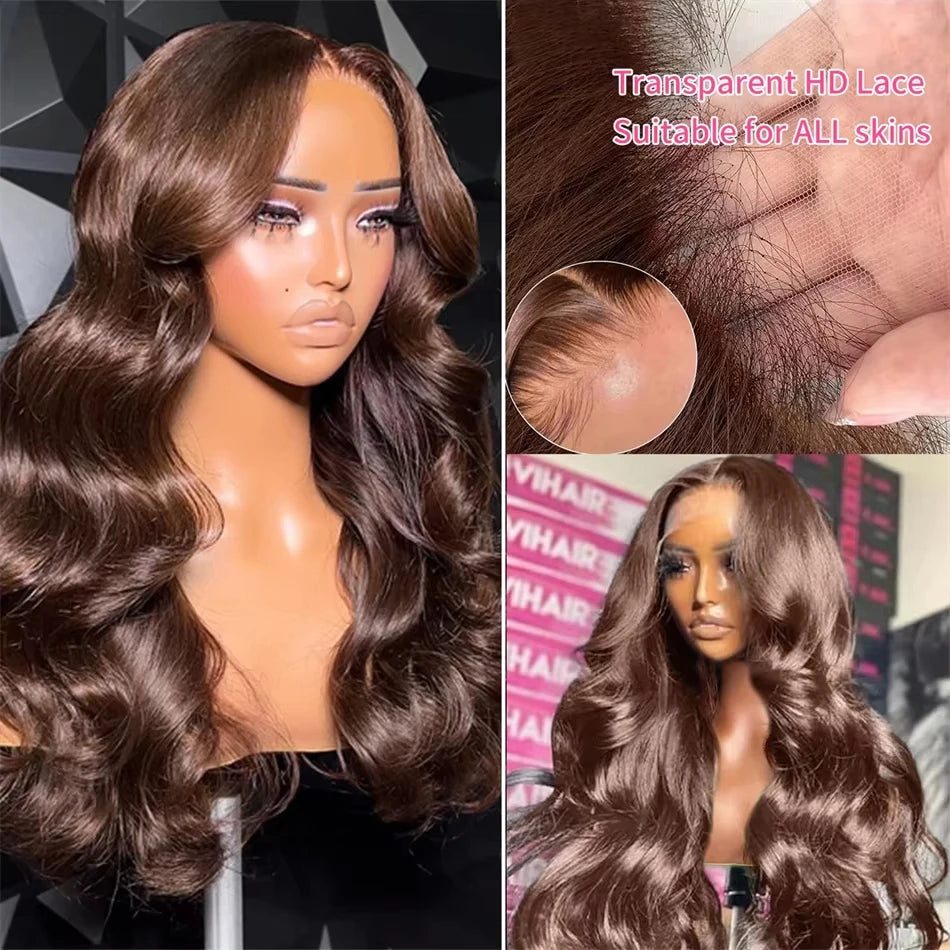 Romola Body Wave Human Hair Wigs Chocolate Brown Wig HD Lace Wig 13x6 Pre Plucked Baby Hair Brazilian Wigs Free Shipping