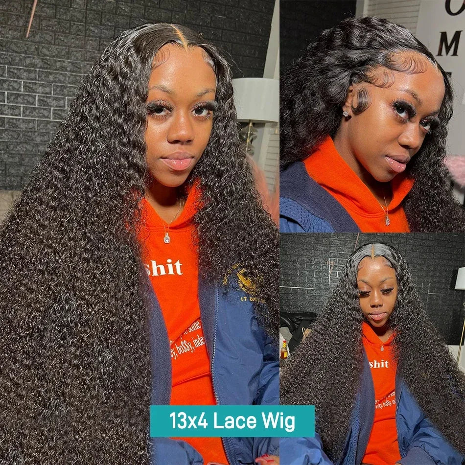 Curly Wig Human Hair 40 Inch Hd Lace Wig 13x6 Human Hair Deep Wave Frontal Wig Water Wave Lace Front Wig Brazilian Hair Wigs