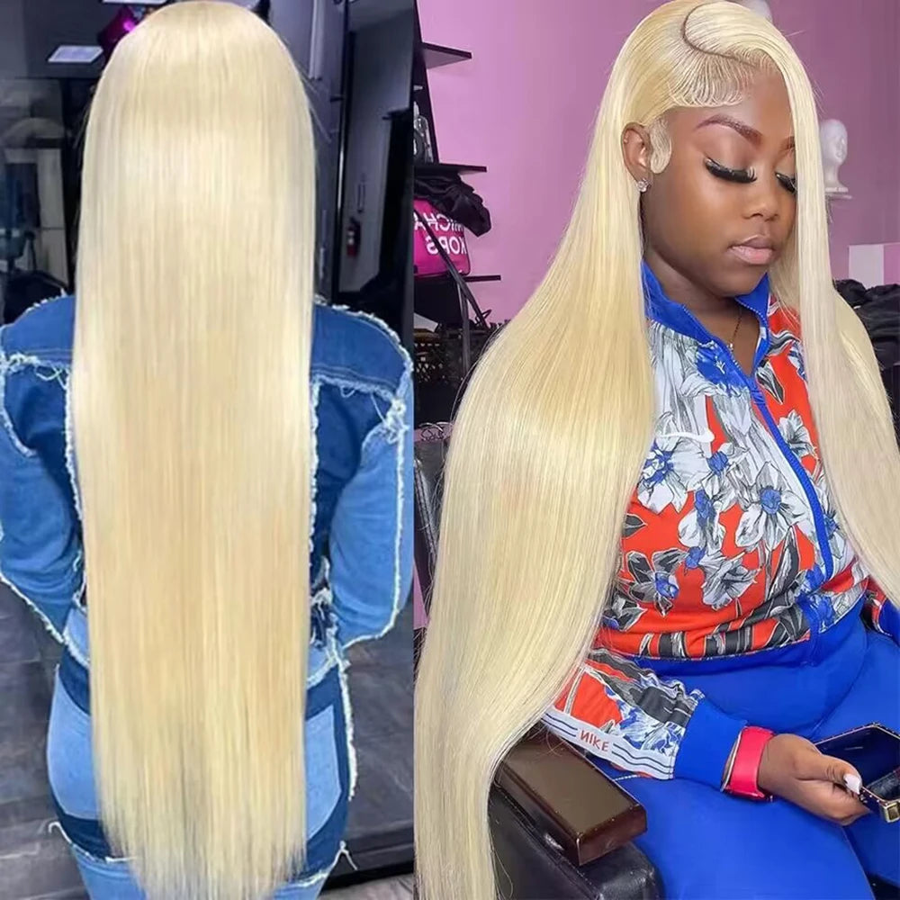 13x4 13x6 Full Frontal Lace 613 Blonde Colored Straight Human Hair Wigs Lace Front Wigs For Women 34 36 Inch