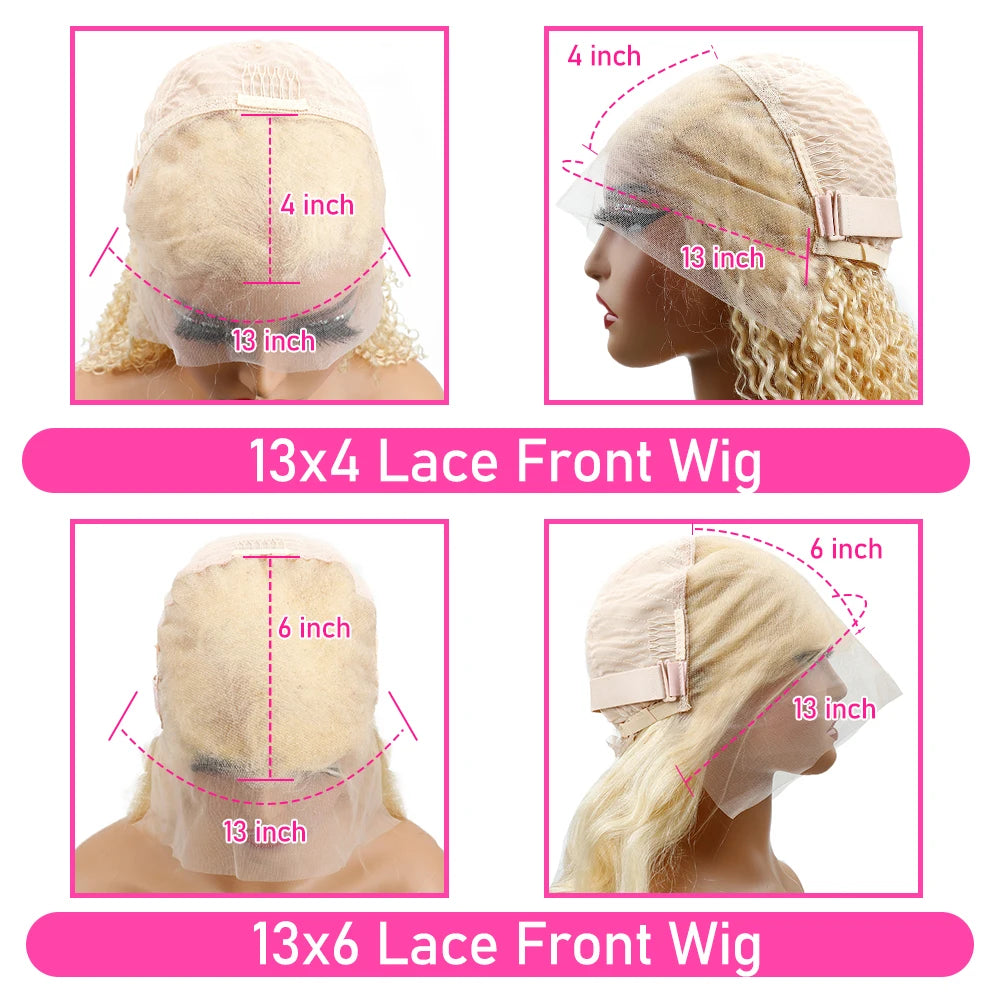 13x4 13x6 Full Frontal Lace 613 Blonde Colored Straight Human Hair Wigs Lace Front Wigs For Women 34 36 Inch