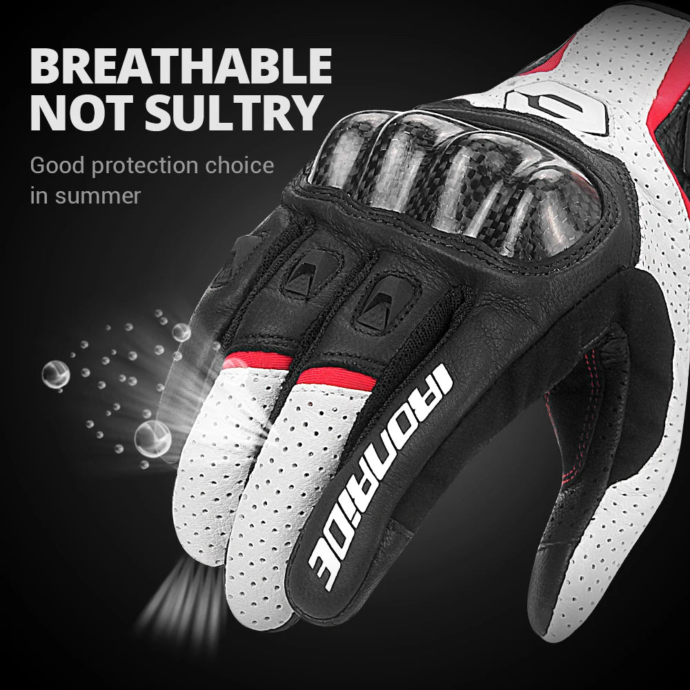 Motorcycle Gloves Leather Motorbike Touch Screen Gloves Motocross Full Finger Protective Gloves Motorbike Non-slip Riding Gloves
