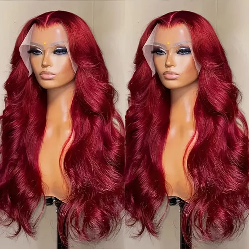 250 Density 99J Burgundy 13x6 Lace Frontal Human Hair Wigs Brazilian Colored 30 42 Inch Body Wave Lace Front Wigs Human Hair