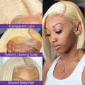 Short Bob Wig 200 Density 613 Honey Blonde Color Straight 13x6 HD Lace Frontal Human Hair Wigs For Women Pre Plucked 8-14 Inch