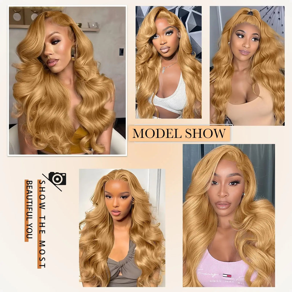 250 Density Honey Blonde Body Wave Human Hair Wig 30 Inch 13x6 Hd Lace Frontal Wig For Women Real Human Hair Wig Pre Plucked