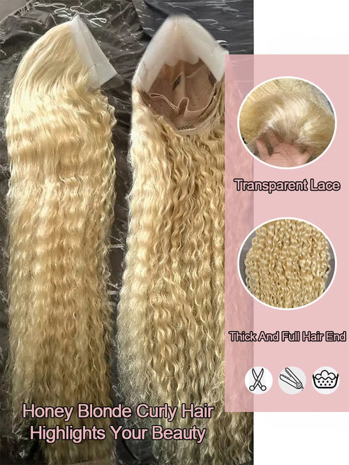 40 Inch Honey Blonde 613 Loose Deep Wave 13x6 HD Lace Front Wig Brazilian Human Hair 13x4 Curly Wig Pre Plucked For Black Women