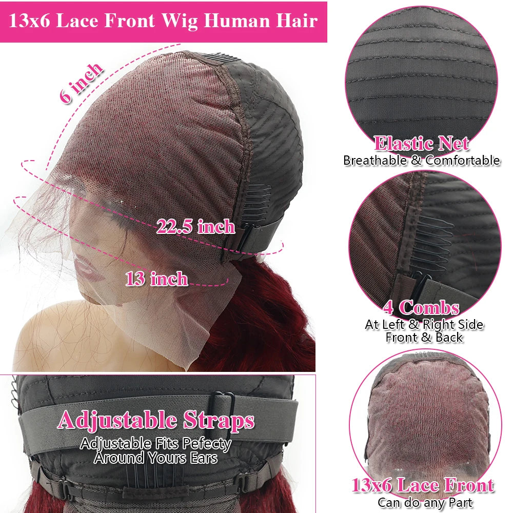13x6 Chocolate Brown Body Wave Lace Front Wig Transparent Lace Frontal Wig Human Hair Preplucked Colored Human Hair Wigs 200%