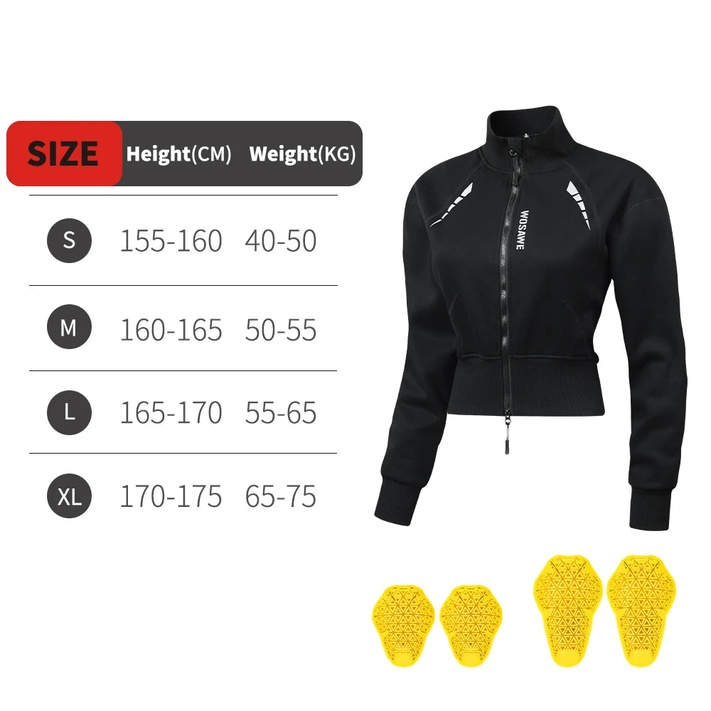 WOSAWE Winter Women Motorcycle Jacket Women Motorbike Riding Coat With Soft Pads Casual Moto Riding Clothes