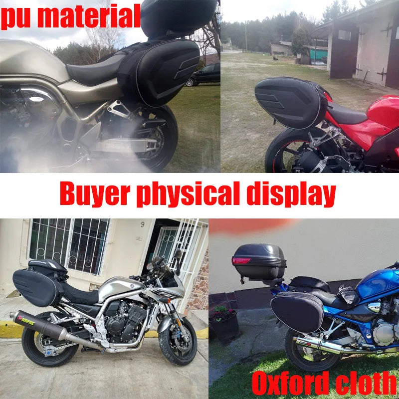 Black 36-58L Motorcycle Saddlebags Waterproof Scooter Tail Luggage Suitcase Saddle Bag Motorbike Side Helmet Riding Travel Bags
