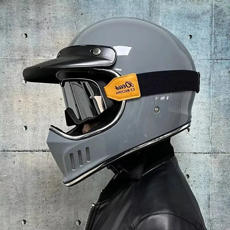 Vintage Full Face Motorcycle Motocross Helmet ABS Shell Lightweight Casque High Quality Casco Moto Four Seasons Cruise