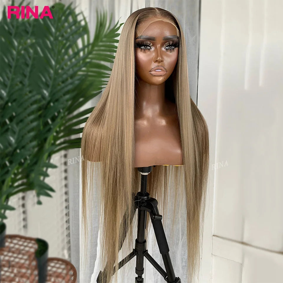 Ombre Blonde 13X6 13X4 Transparent Lace Frontal Wig Straight  Blonde with 1B Roots Wig Human Hair Lace Front Wig 5X5 Closure Wig