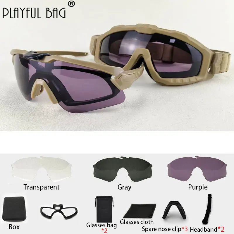 Paintball Airsoft Goggles Wargame Eye Protection Military Fans Goggles Outdoor Motorcycle Riding Windproof Glasses QG250S