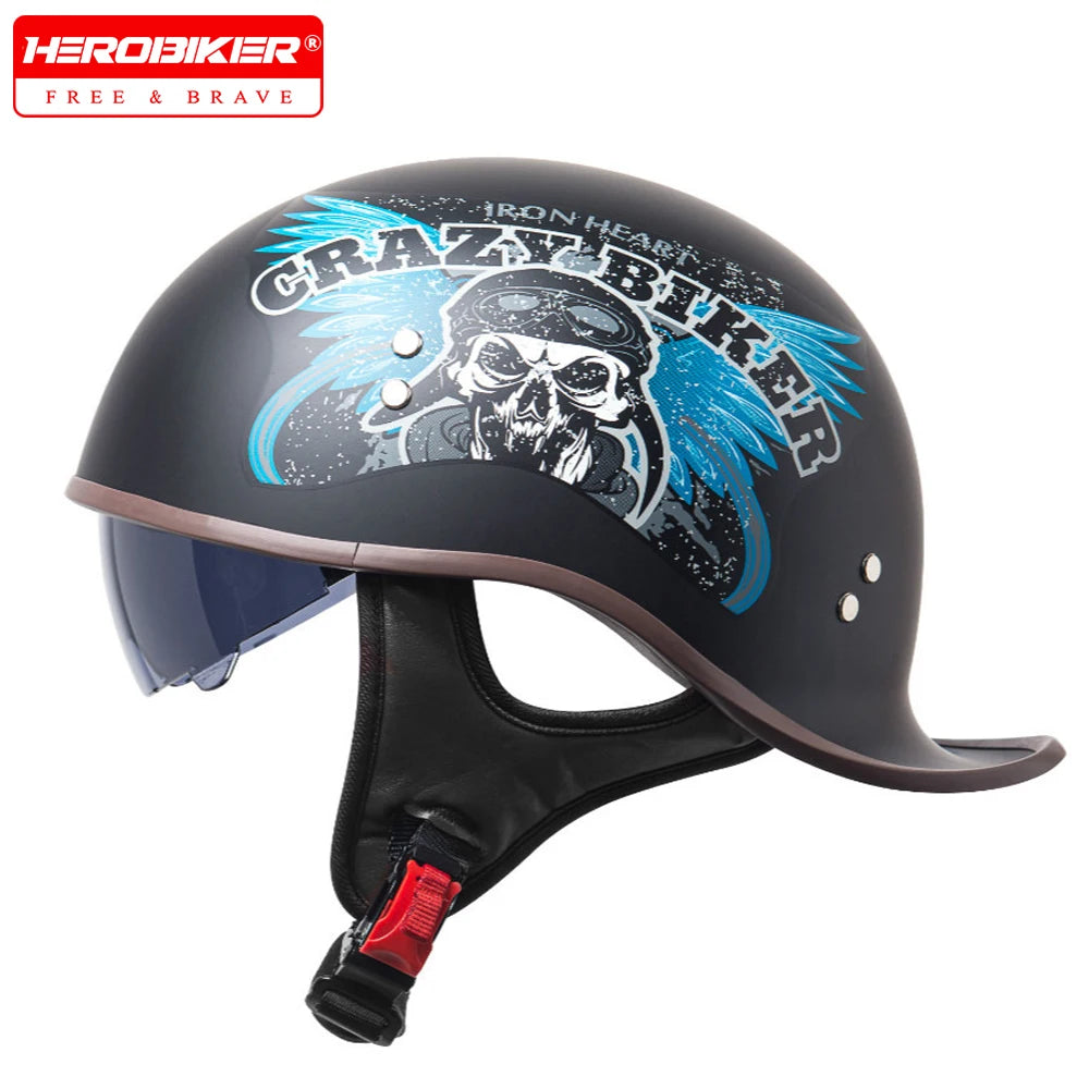 Retro Motorcycle Helmet Men Women Motorbike Half Helmet Riding Racing Moto Helmet DOT Certification Protection Vintage