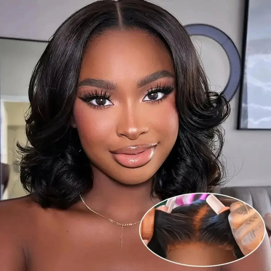 Body Wave Short Bob Wig Human Hair 13X6 Hd Lace Frontal Wig 5X5 Hd Lace Closure Wig Black Pre Plucked Brazilian Glueless Wigs