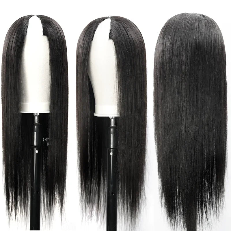 30 32 Inch Wear And Go Straight V Part Wig 100% Raw Human Hair 250% Density V Part Human Hair Wigs for Women Natural Remy Hair