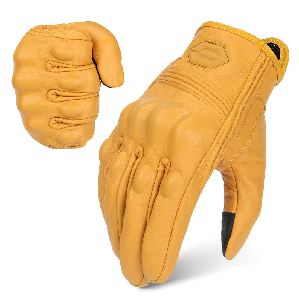 Motorcycle Gloves For Winter Windproof Warm And Fall Resistant Off-road Motorcycle Riding Touch Screen Full Finger Leather Glove