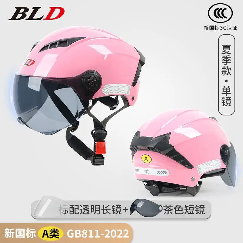BLD Electric Vehicle Helmet Women's Summer Sunscreen Motorcycle Half Helmet Men's Four Seasons Safety Helmet casco moto