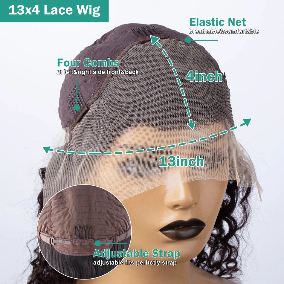 220 Density Body Water Wave 13x6 HD Lace Frontal Human Hair Wigs 30 40 Inches Brazilian 3x4 Natural Black Transparent Lace Wig