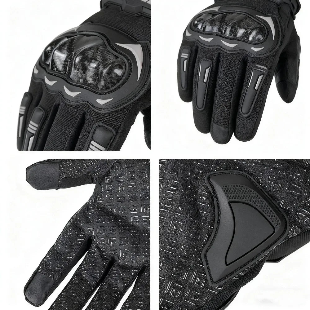 Summer Motorcycle Gloves Men Women Outdoor Breathable Anti-Slip Full Finger Gloves Touchscreen Protective Riding Gear for Racing