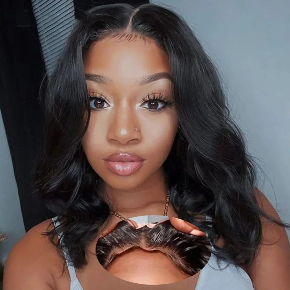 Body Wave Short Bob Wig Human Hair 13X6 Hd Lace Frontal Wig 5X5 Hd Lace Closure Wig Black Pre Plucked Brazilian Glueless Wigs