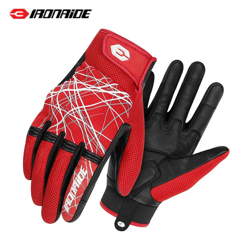 Pro Men's Summer Motorcycle Gloves Full Finger Touch Screen Breathable Built In Protectors Anti Fall Motorbike Biker Riding Gear