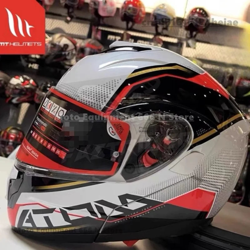MT ATOM SV Double Lens Flip Up Helmet Motorcycle Safety Full Face Helmet for Men and Women DOT ECE Certification casco moto
