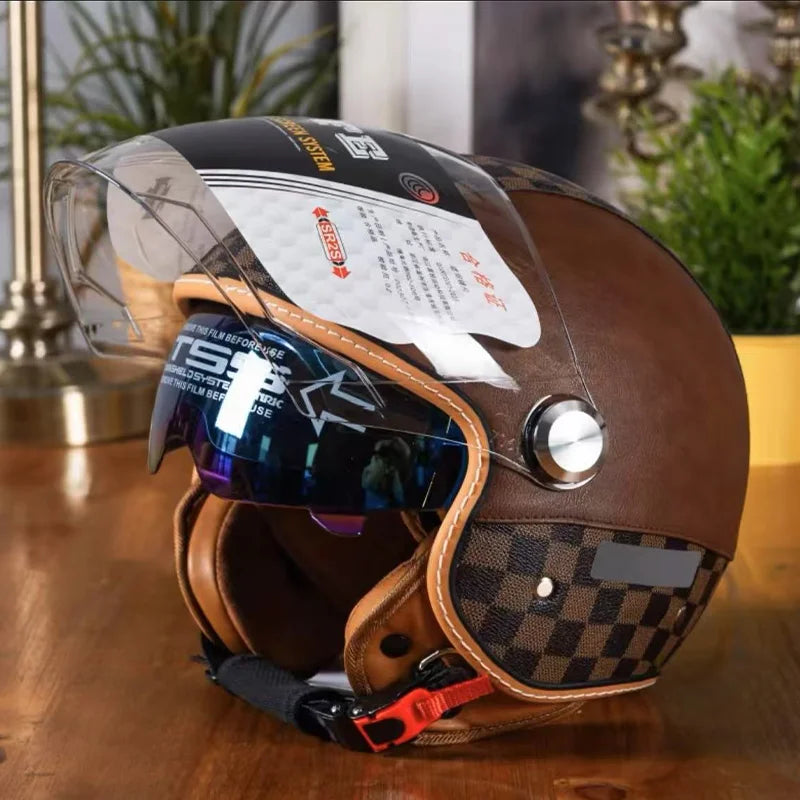 Handmade leather dot certified helmet helmet motorcycle for men for fall and winter seasons capacete de moto masculino