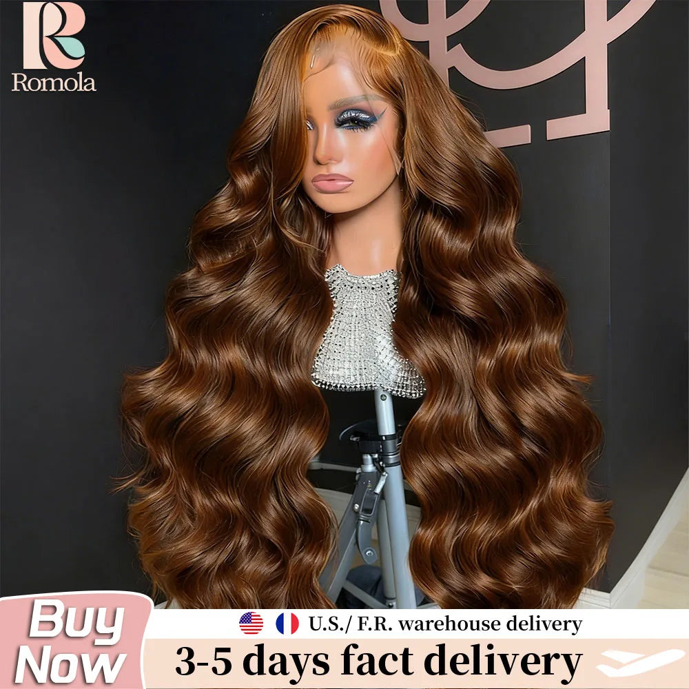 Romola Body Wave Human Hair Wigs Chocolate Brown Wig HD Lace Wig 13x6 Pre Plucked Baby Hair Brazilian Wigs Free Shipping