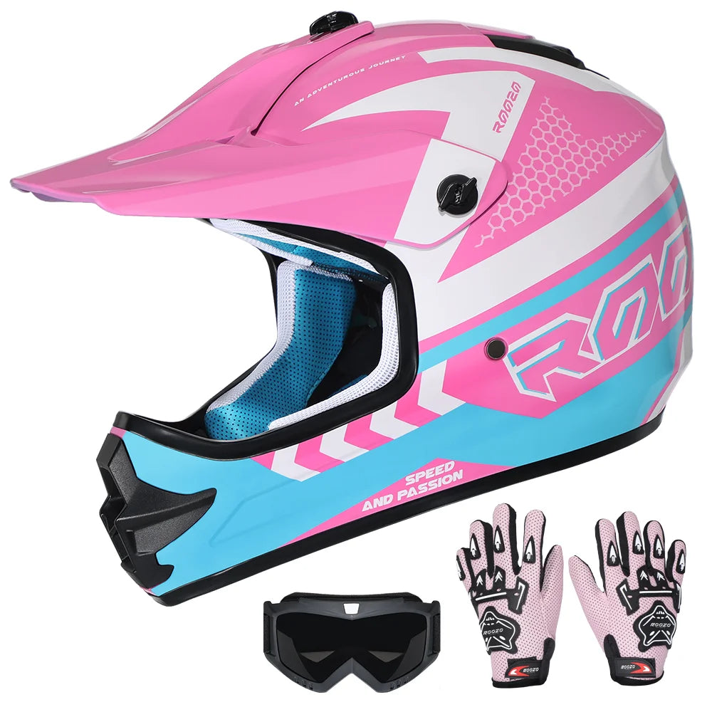 Youth Kids Motocross Helmet for Quad ATV UTV Dirt Bike Scooter Meets DOT standards Motorcycle Helmet for Child 3-12 Years