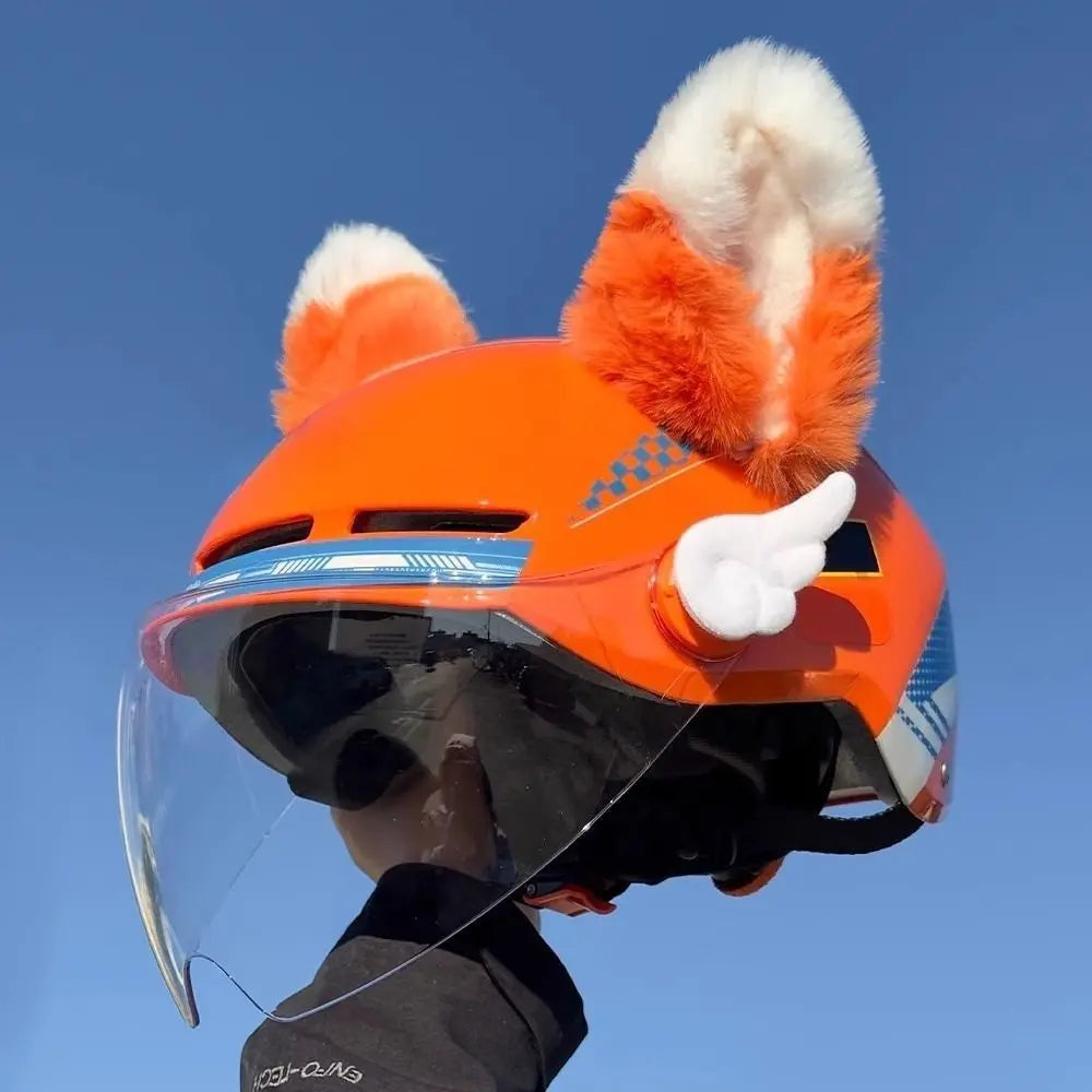 Motorcycle Helmet Orange Ear Decorations Animals Cat Ears Accessories for Ski Electric Scooter Helmets Cascos Para Moto