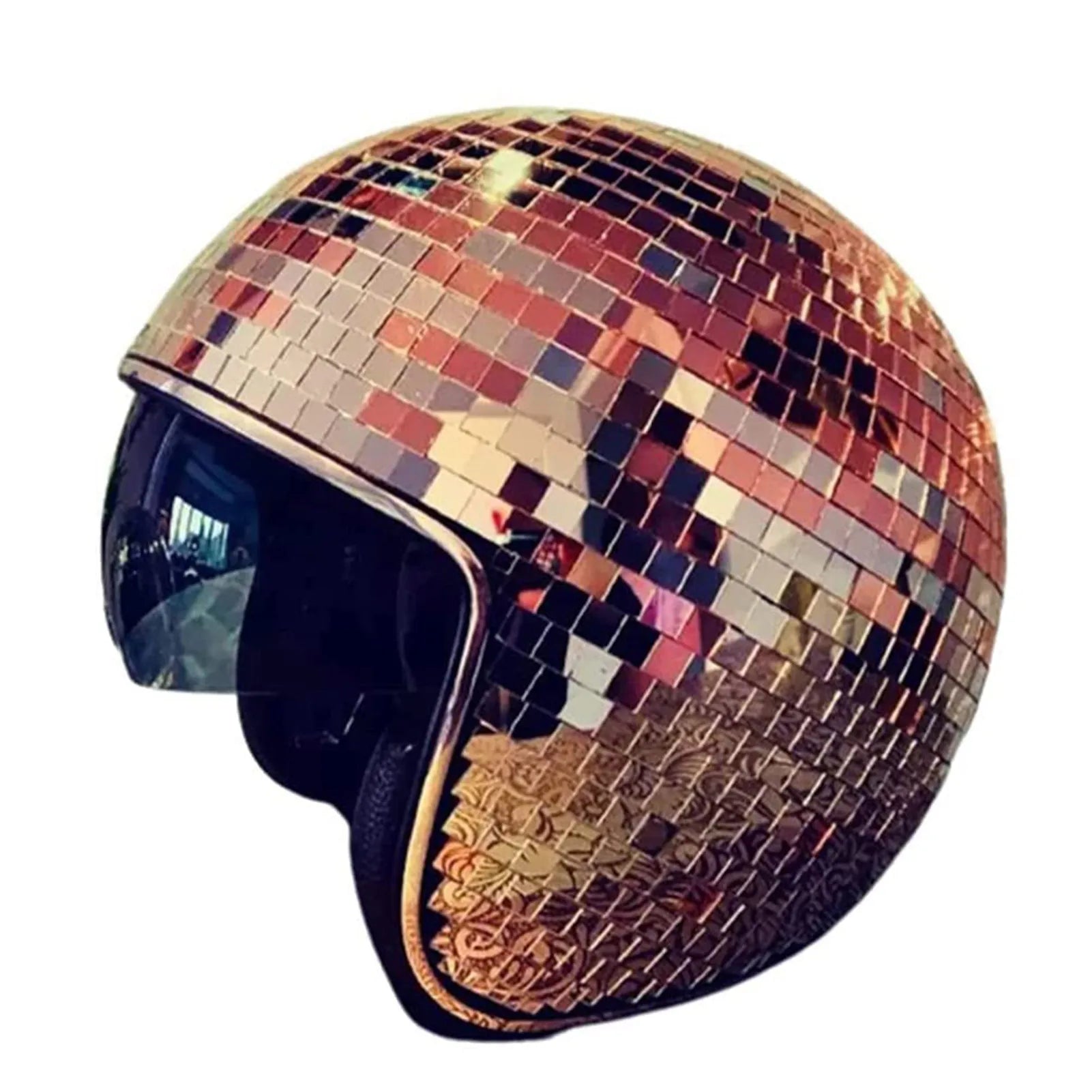 Disco Ball Helmets Disco Decor Helmets With Retractable Visor Classic Disco Mirror Glitter Ball Helmets For Men & Women