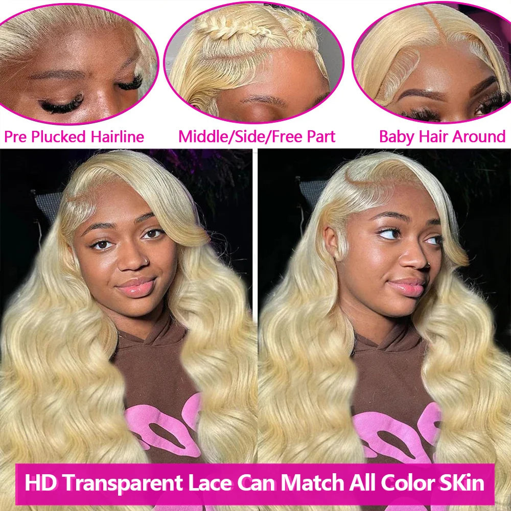 Blonde 613 Body Wave Human Hair Wigs 13x4 Hd Transparent 13x6 Lace Frontal Human Hair Wig Brazilian 220 Density Human Hair Wigs