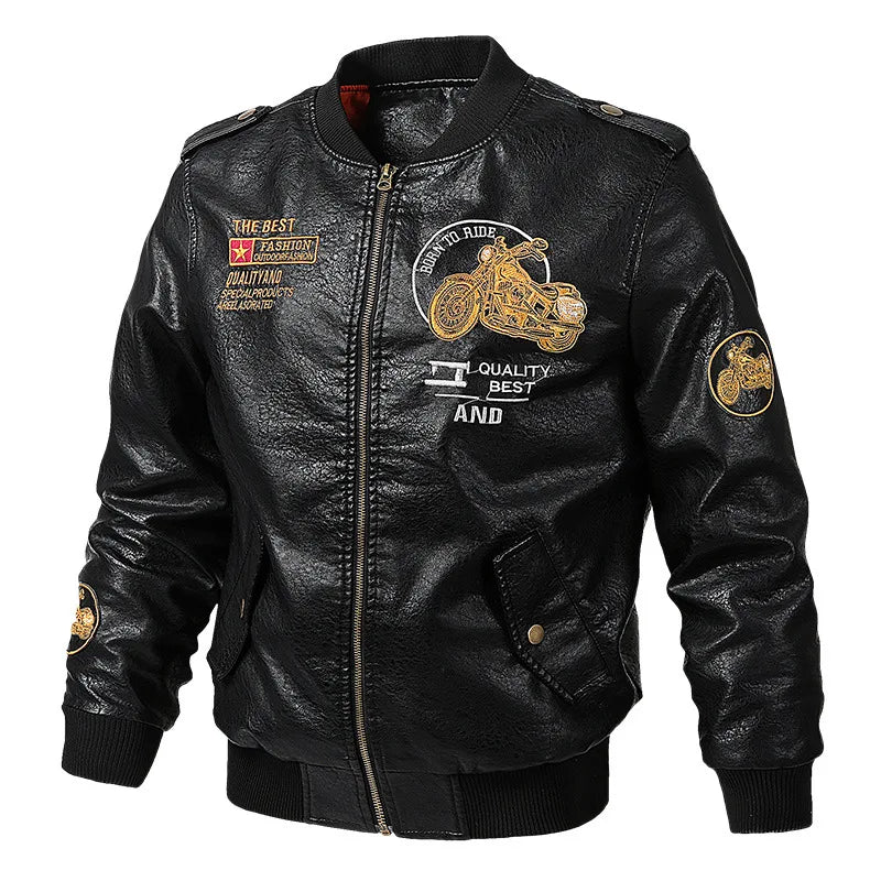 PU Leather Motorbike Jacket Men Autumn Winter Plush Washed Retro Motorcycle Jacket Motorcycle Accessories Moto Jacket Men