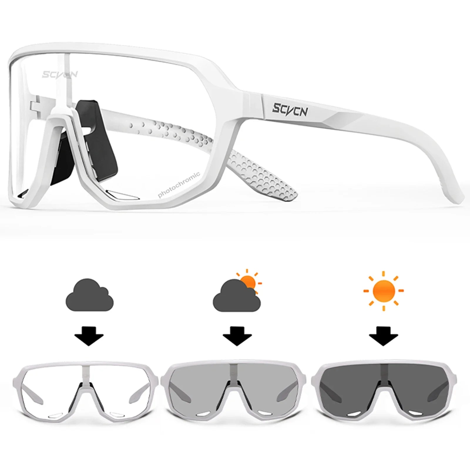 SCVCN New Photochromic Cycling Glasses Motorcycle Bike Riding Outdoor Sport Cycling Sunglasses Men Women Hiking UV400 Goggles