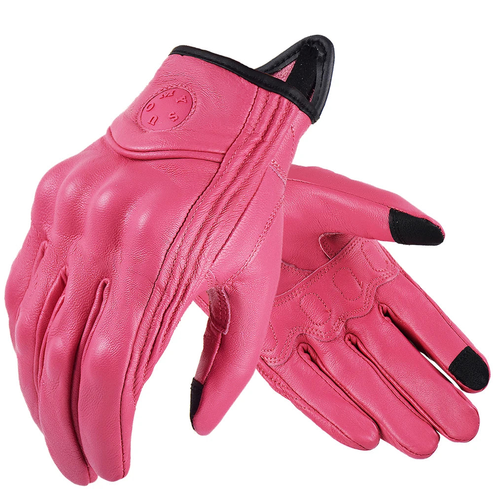 Suomy Vinatge Goatskin Motorcycle Gloves Summer Men Brown Retro Leather Motorbike Motocross Glove Lady Motorcyclist Guantes