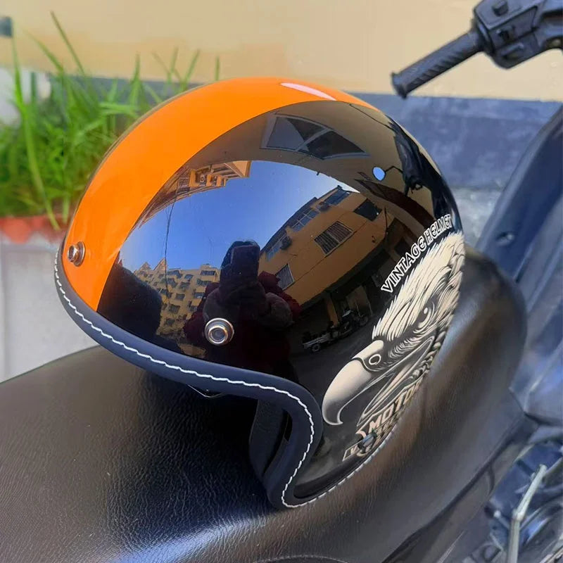 HOT Open Face Motorcycle Helmet Vintage Moto Helmet Unique Retro Motorbike 3/4 Half Helmet Removable lining cascocascospara moto