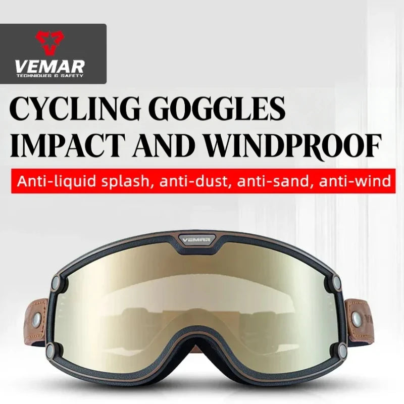 VEMAR Motorcycle Helmet Goggles Windproof Anti-fog Accessories Clarity Glasses Cycling Racer Chopper Sports Biker Riding Eyewear