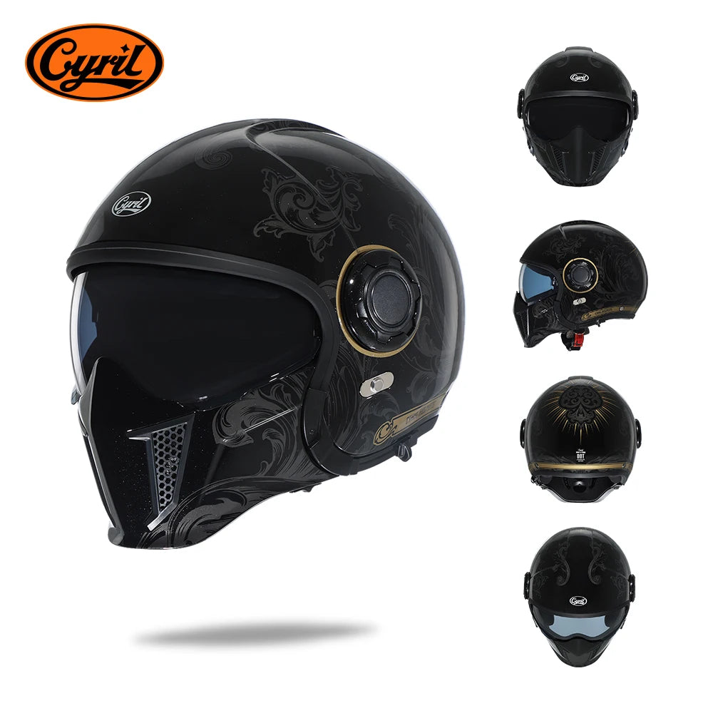CYRIL Motorcycle Helmet Full Face Open Face Helmets 3/4 Men Women Modular Dual Visor Helmet For Motorcycle ECE DOT Approved