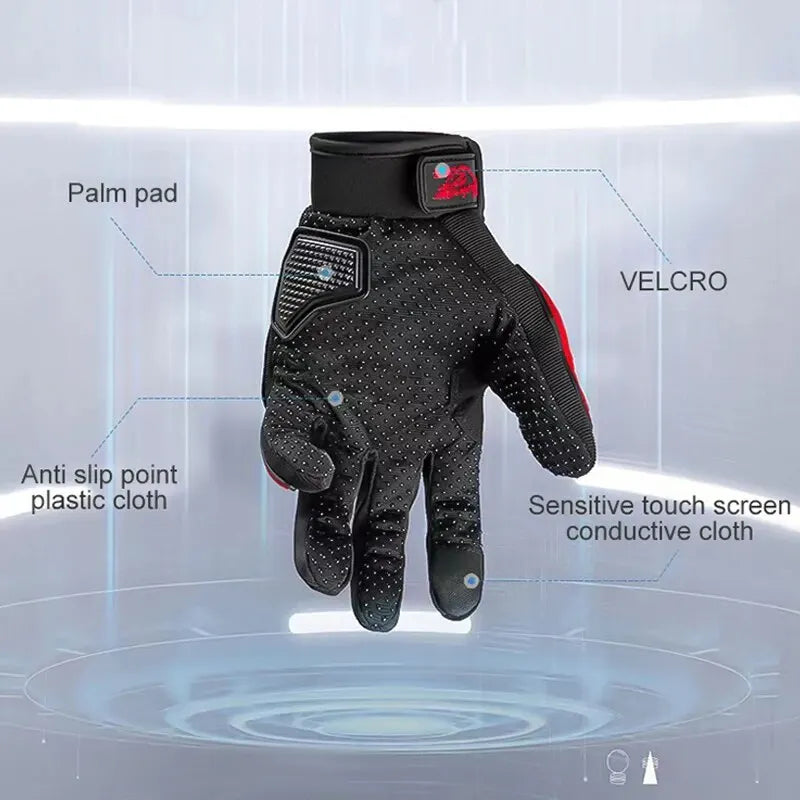 Motorcycle Riding Gloves Men's Non-Slip Off-Road Racing Bicycle Gloves Black Summer and Winter Anti-Fall Cycling Gloves