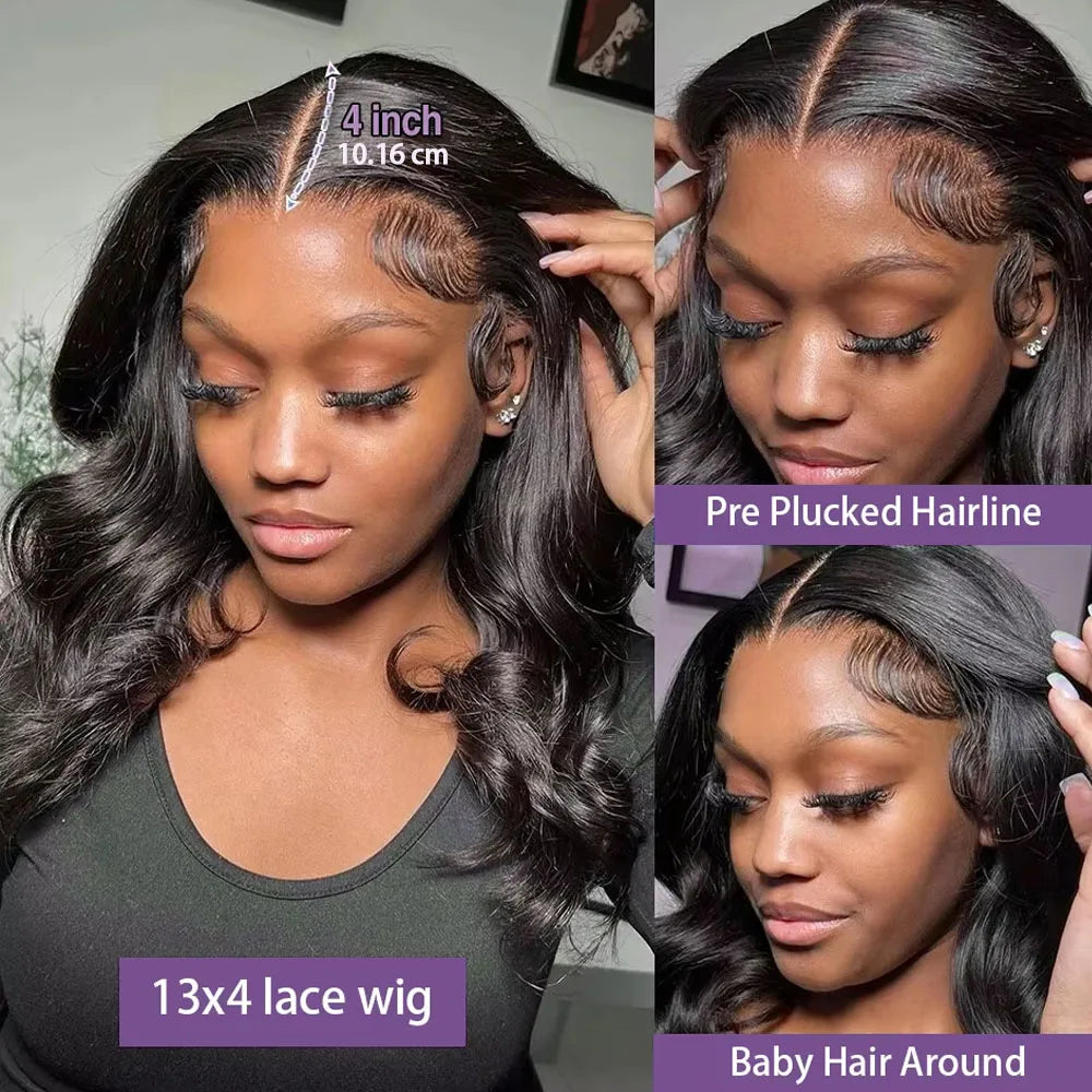 220% Density Body Wave Wear And Go Glueless Human Hair Wigs Bob Wigs For Women Ready To Wear Pre Cut 13x4 Front Wig No Lace