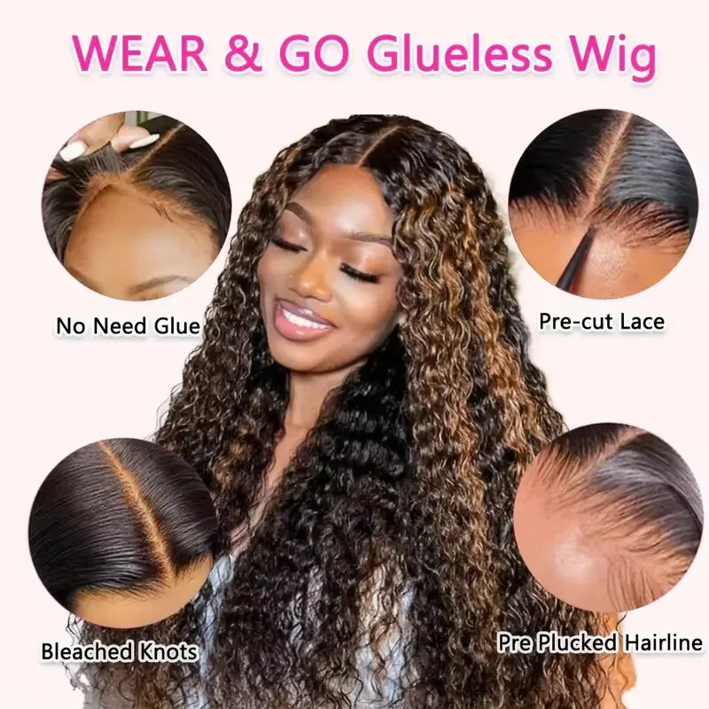 5x5 Glueless Wig Deep Wave 13x4 Lace Front Wigs Human Hair 1B/30 Ombre Colored 13x6 Lace Front Wig Highlight Curly Wig For Women
